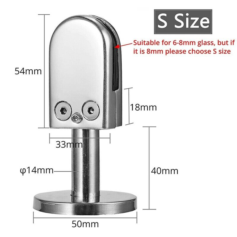 4 PCS Glass Clamps 304 Glass Bracket Adjustable Glass Clip 8mm Glass Shelf CP3L1
