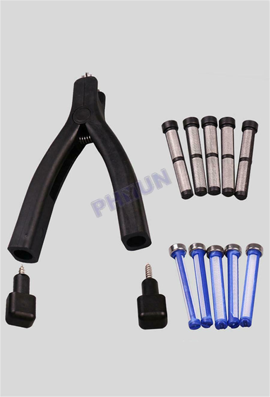 Car Fuel Injector Repair Plier Wrench Micro Filter Remove Tool w/ 10 Filter net