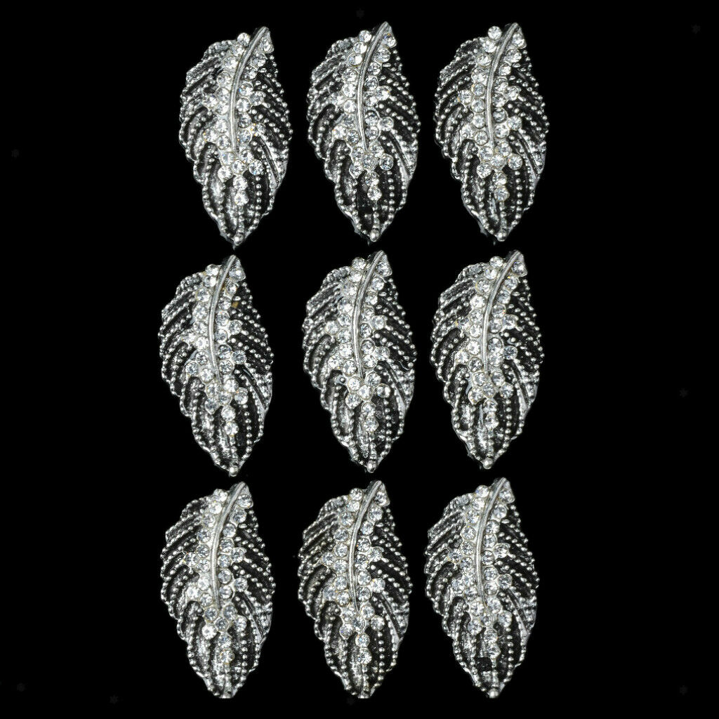 10pcs Flatback Crystal Rhinestone Leaf Wedding Decor Buttons Embellishments