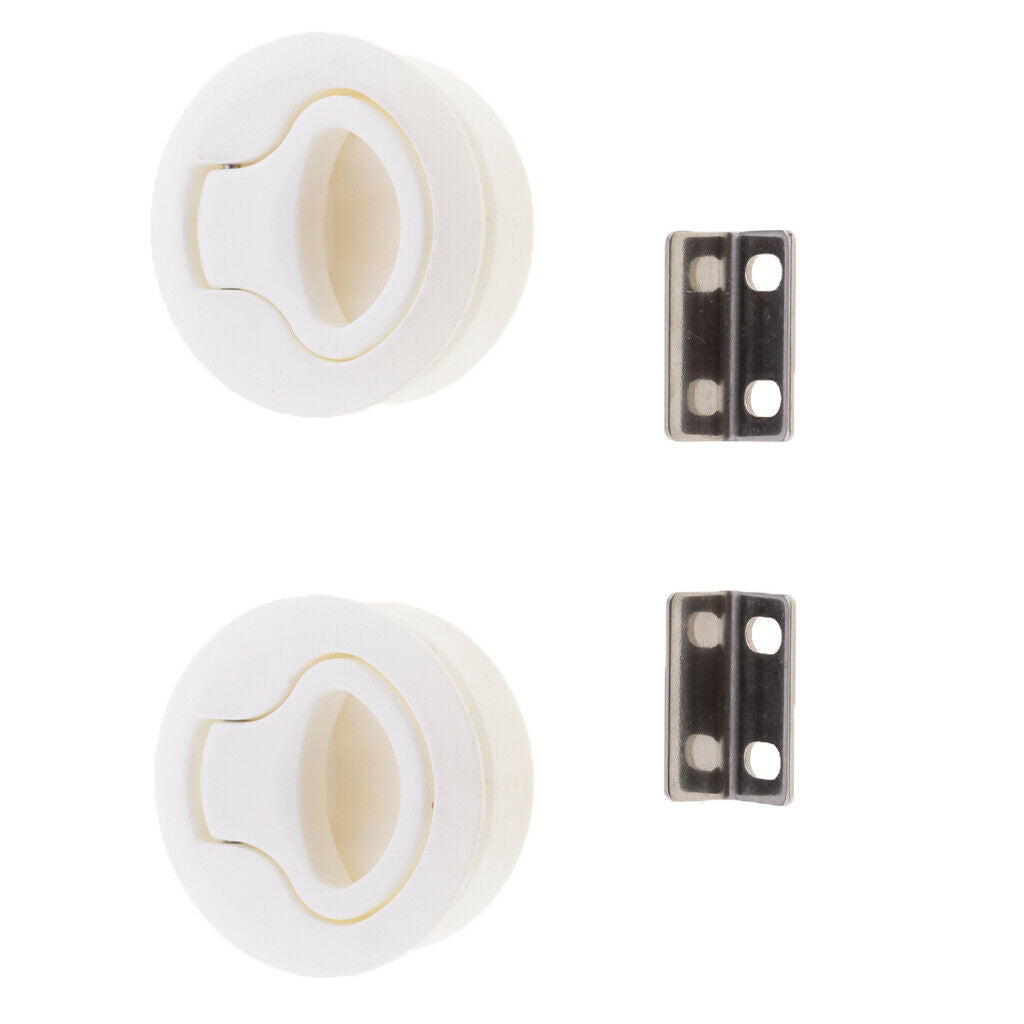 Pair Marine Hatch Latches Turning Lock Lift Handle Nylon White