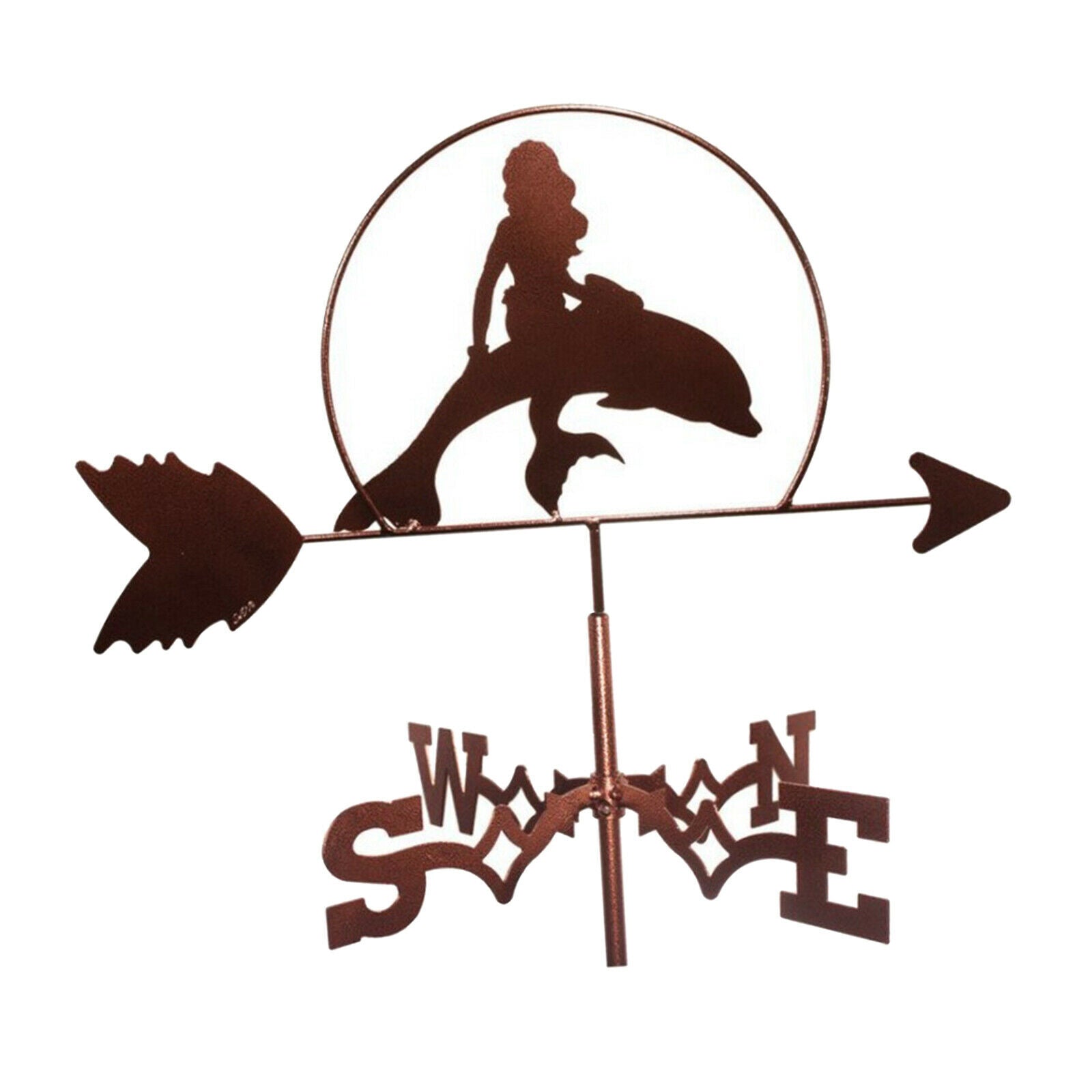 Stainless Steel Mermaid w/ Dolphin Weathervane Weather Vane Yard Farm Decors