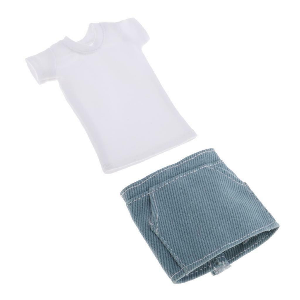 1/6 Scale Female Clothing White T-Shirt & Shorts Suit For 12" Body