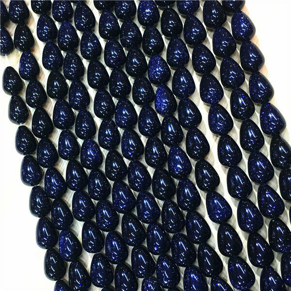 1 Strand/28Pcs 14x10mm Blue Sand Stone Teardrop DIY Loose Beads 15.5inch HH552