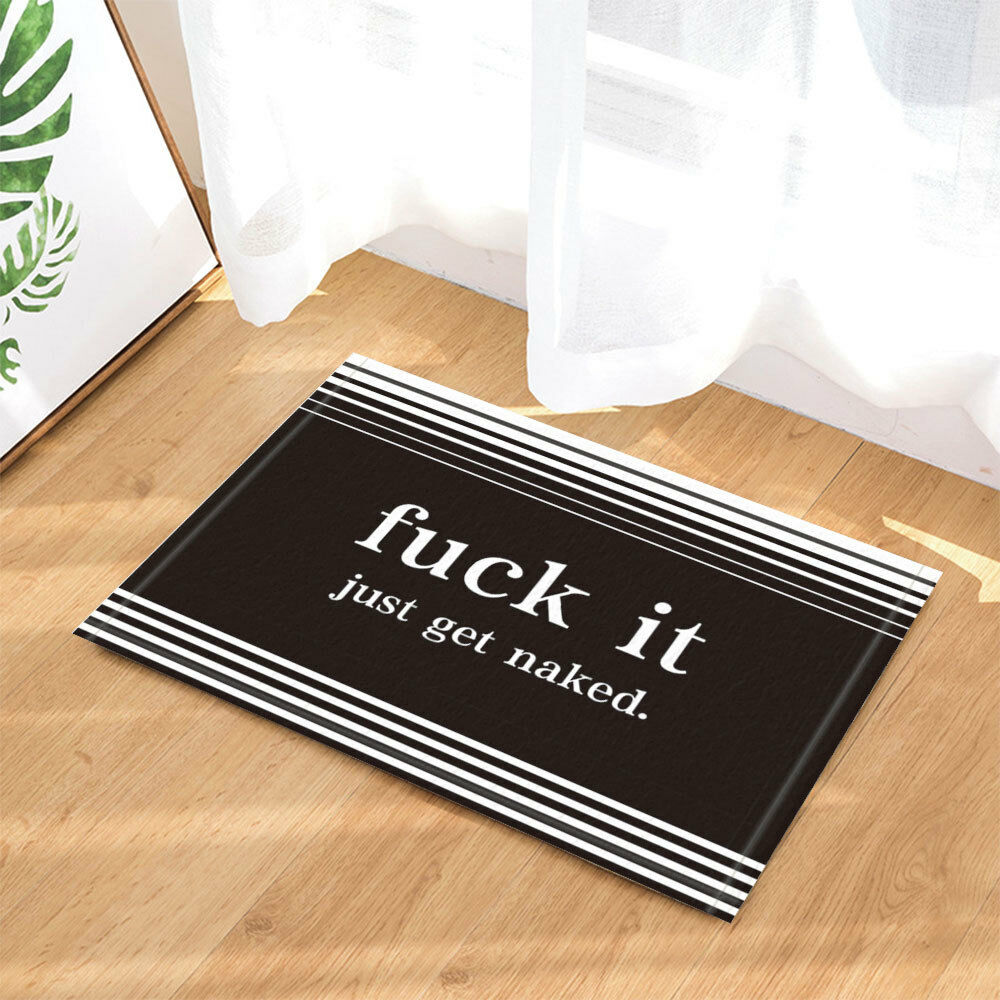 Rude Funny Jest Get Naked Bathroom Door Floor Mat with Non Slip Backing 16x24"