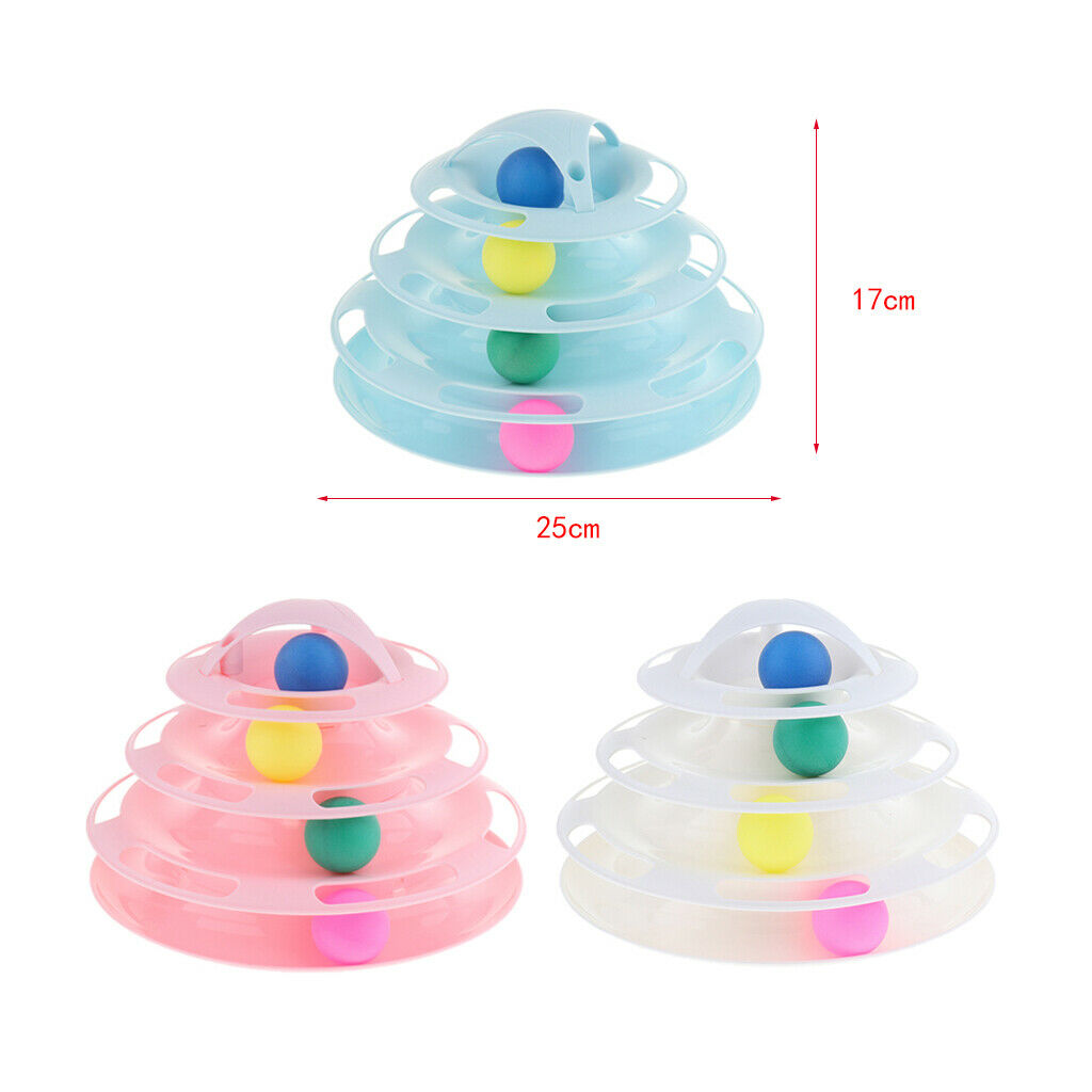 Four Layers Pet Cat Toys Turntable Intelligence Training Ball Tray Blue
