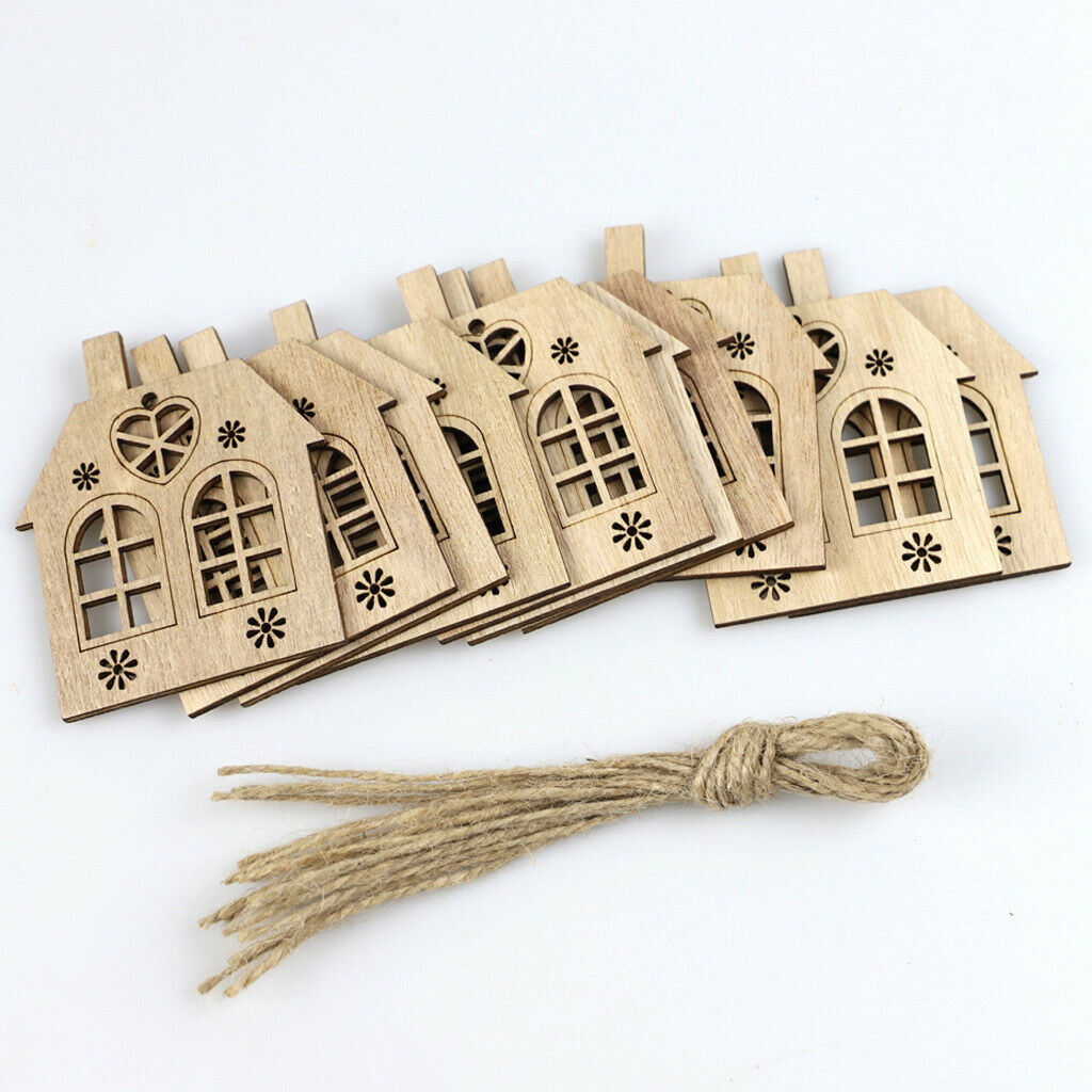 62 Pieces Christmas Wooden Ornaments Unfinished 6 Styles Wooden Cutouts with