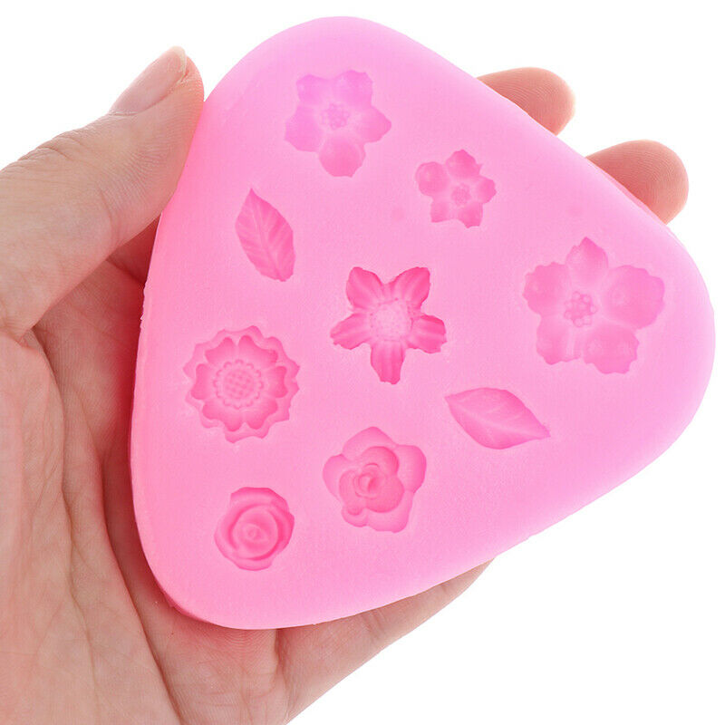 Cartoon Flower & Leaf Silicone Fondant Soap Cake Mold Cupcake Baking Tool.l8