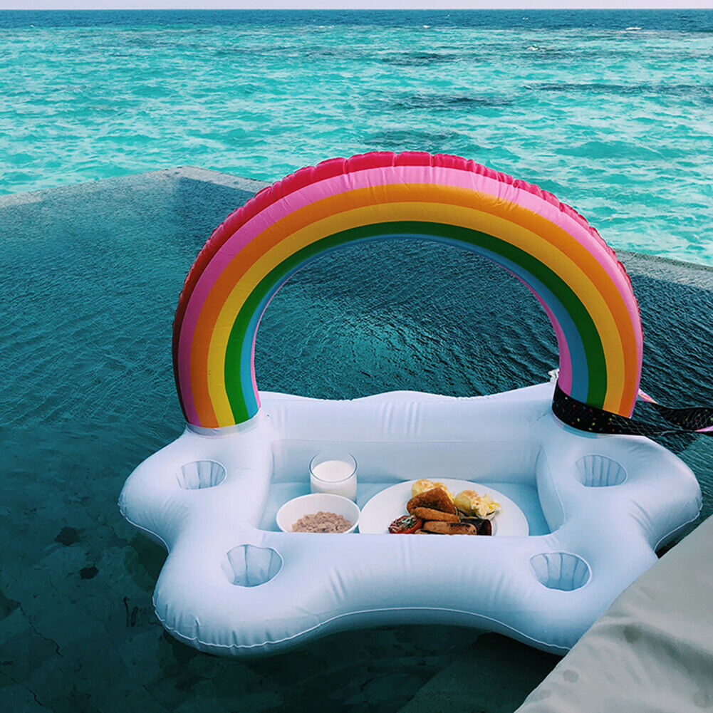 Inflatable Pool Float Beer Drink Cooler Table Bar Beer Tray Party Cup Holder