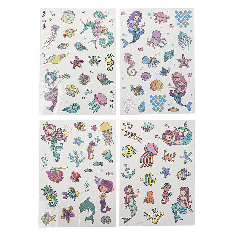 2Sheets Cartoon Kids Tattoo Stickers Mermaid Temporary Tattoo Party SuppliesL Qx
