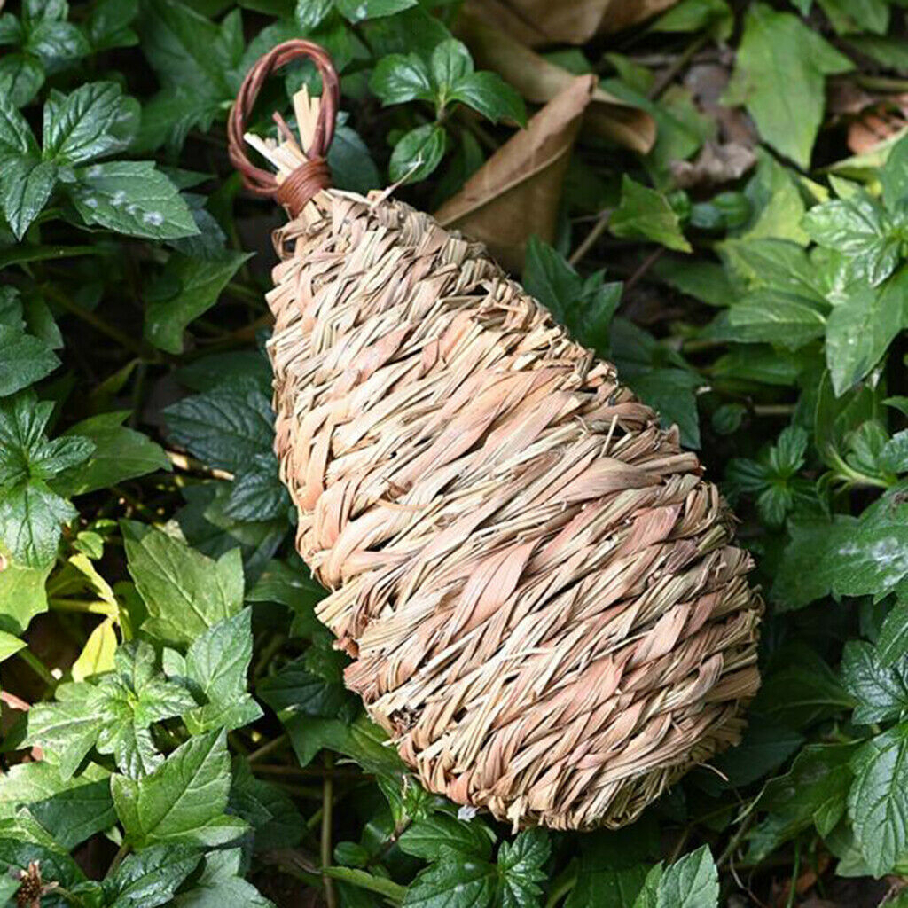 4Pcs Hibiscus Grass Hanging Birdhouse Parrot Straw Bird Nest Tree Decoration