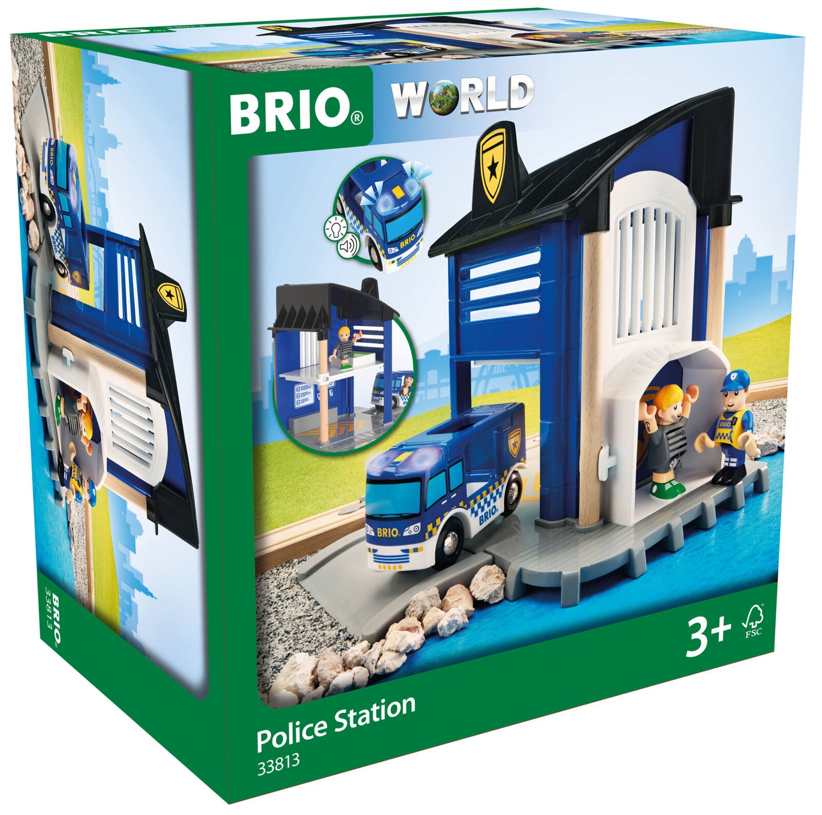 33813 BRIO Police Station with Light & Sound Train Railway Road Accessory Age 3+