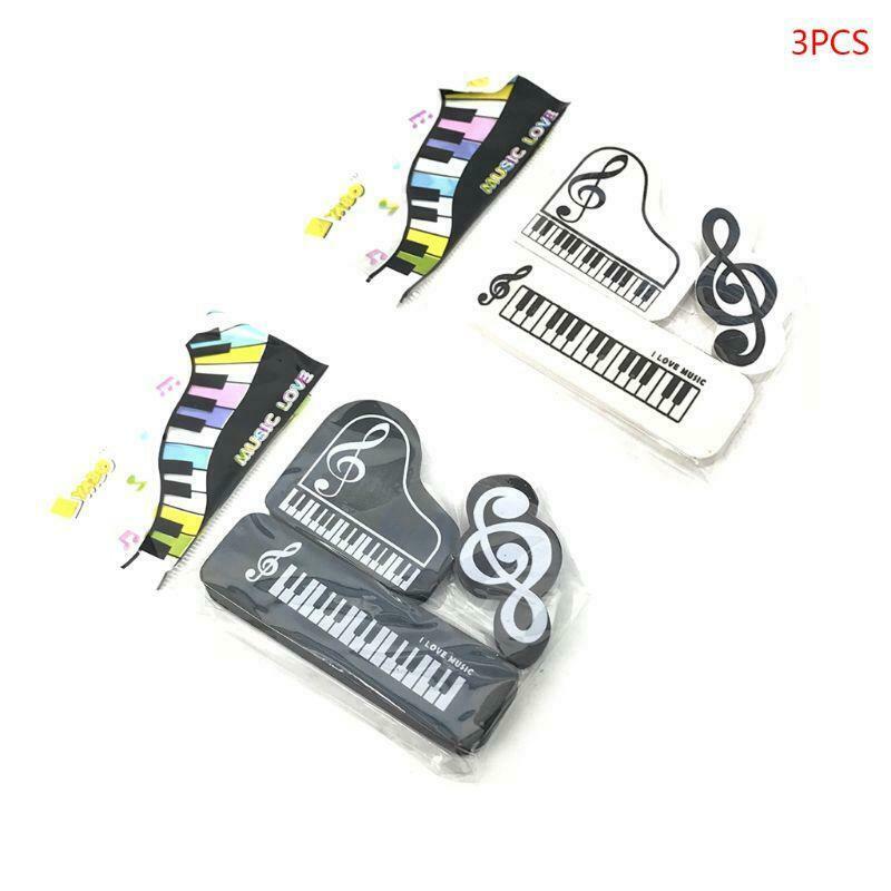 3pcs Musical Piano Notes Rubber Pencil Eraser School Student Stationery Gifts