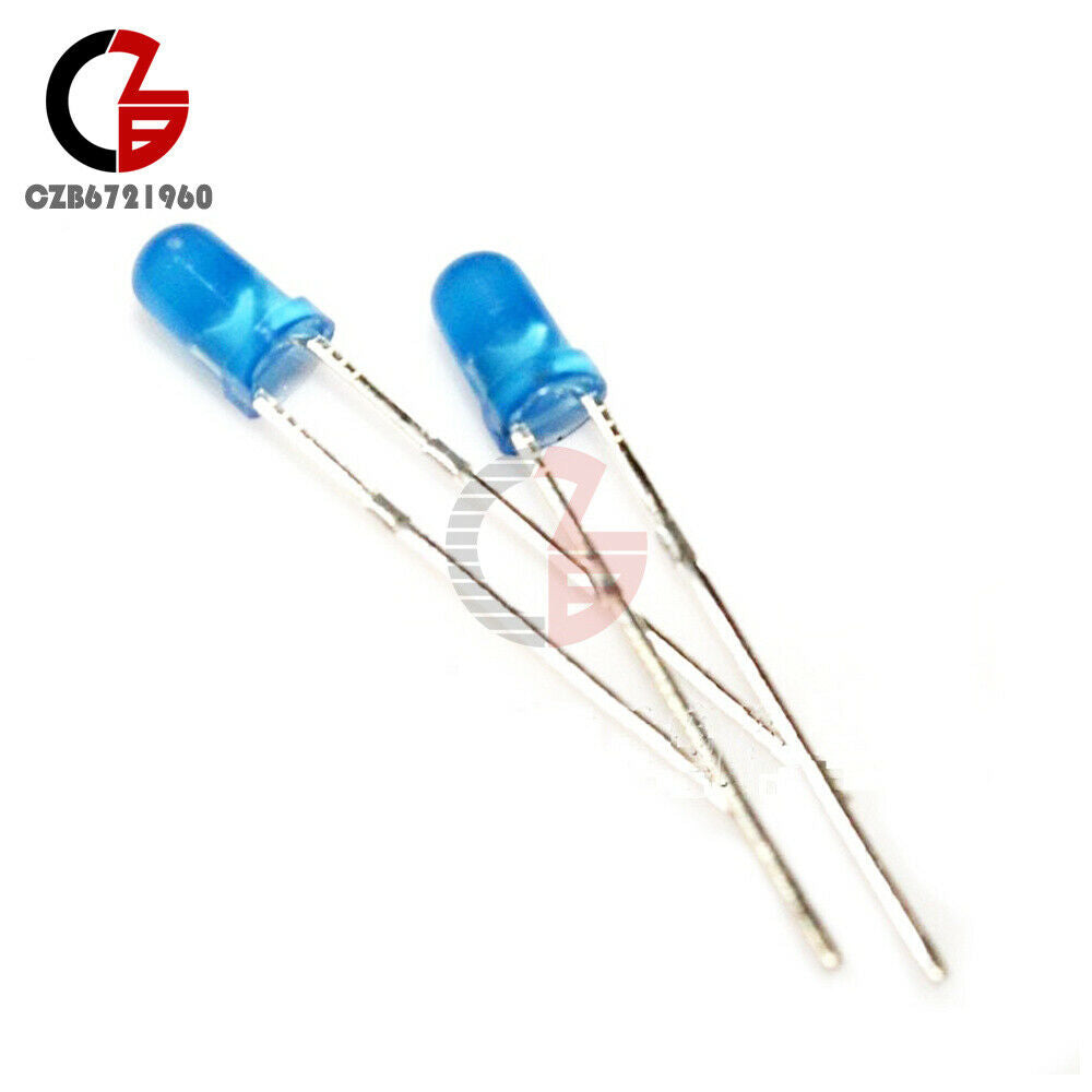 100PCS 3mm Blue Emitting LED Diode Super Bright Blue Light Bulb Lamp