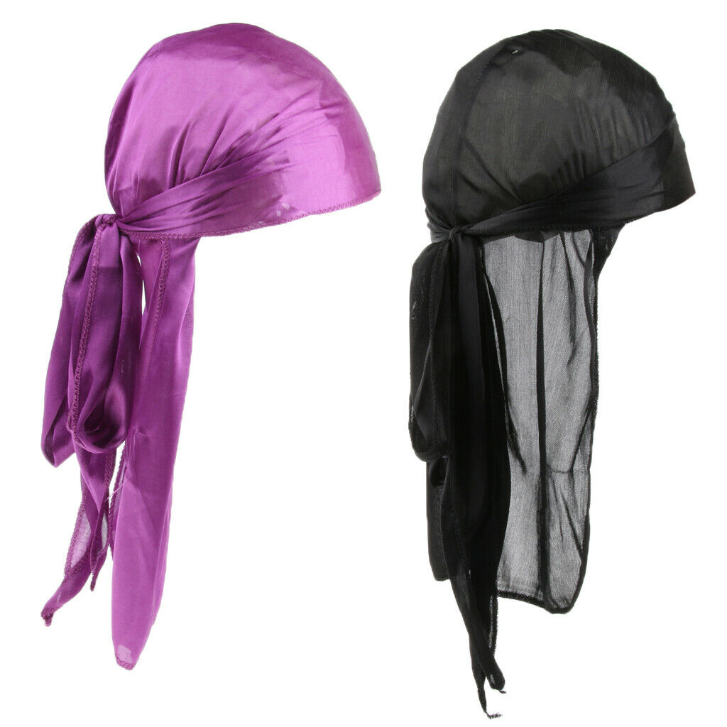 2 Pack Women Men Hair Loss Chemo Beanie Durag Bandana Muslim Turban