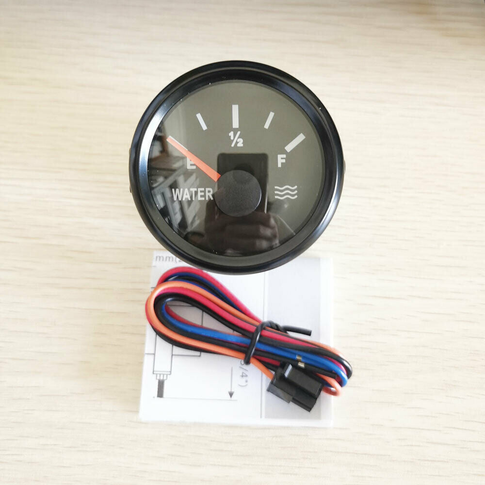 52MM Black Water Level Gauge 240-33 ohms 9-32VDC For Car Truck Marine Motorcycle