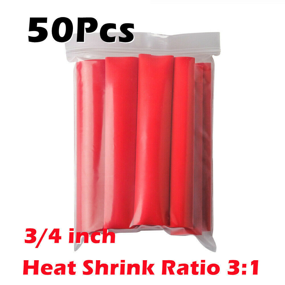 50Pcs Marine Heat Shrink Tubing 3:1 Wire Cable Sleeving Adhesive Glue Lined 3/4"