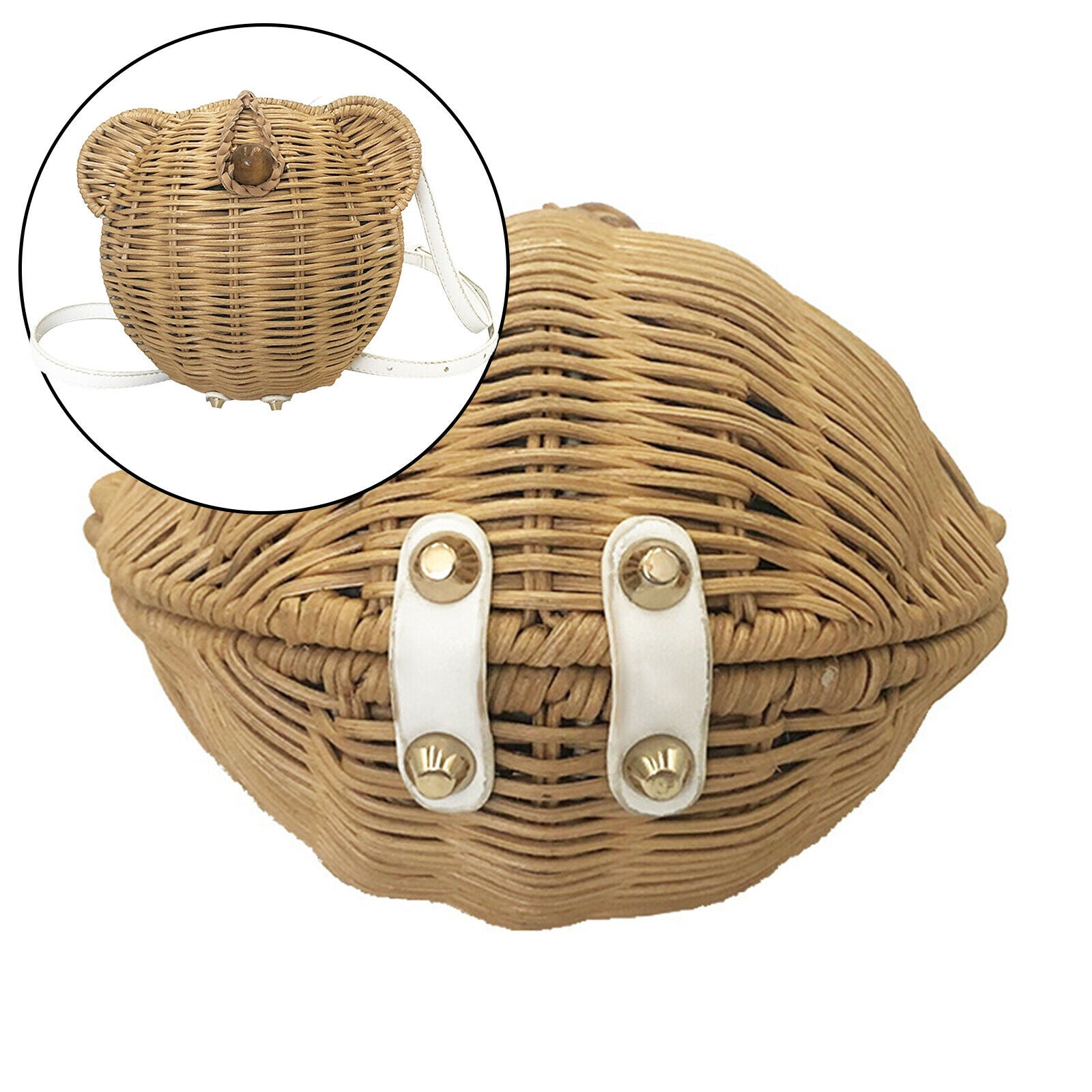 Girls Straw Bag Bohemia Woven Tote Spring Summer Rattan Purse Round Handbag