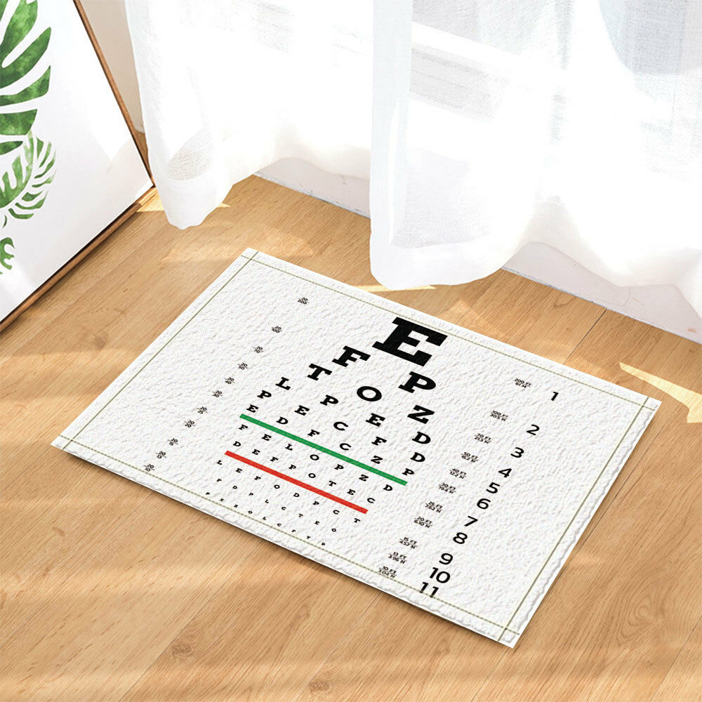 Eye Chart Vision Test Board Optometrist Bath Rug Non-Slip Floor Door Mat 16x24"
