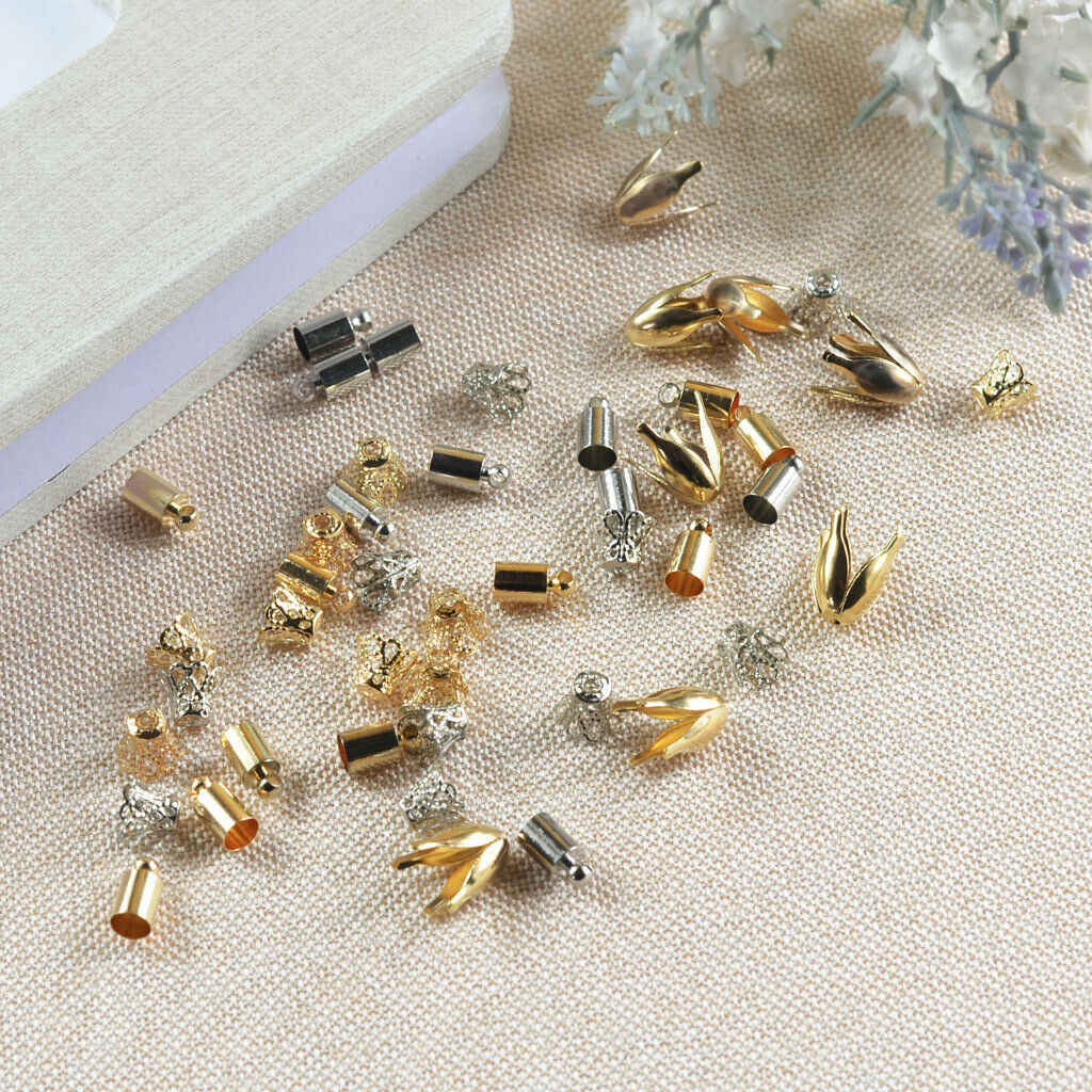 Pack 50 Assorted Four leaves Bead Caps Cylinder Tassel   Flower Filigree