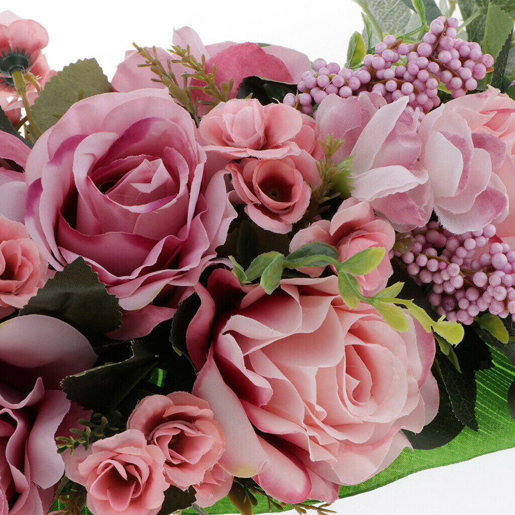 Artificial Flower Door Lintel Wreath Garland Window Door Decor Pink
