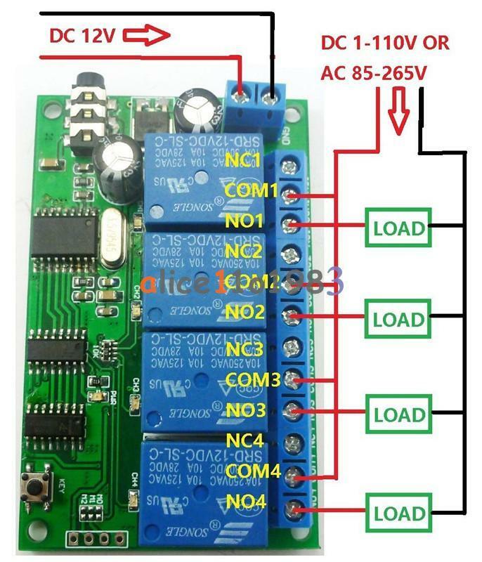 AD22B04 12V 4CH MT8870 DTMF Tone Signal Decoder Relay Phone Remote Control PLC