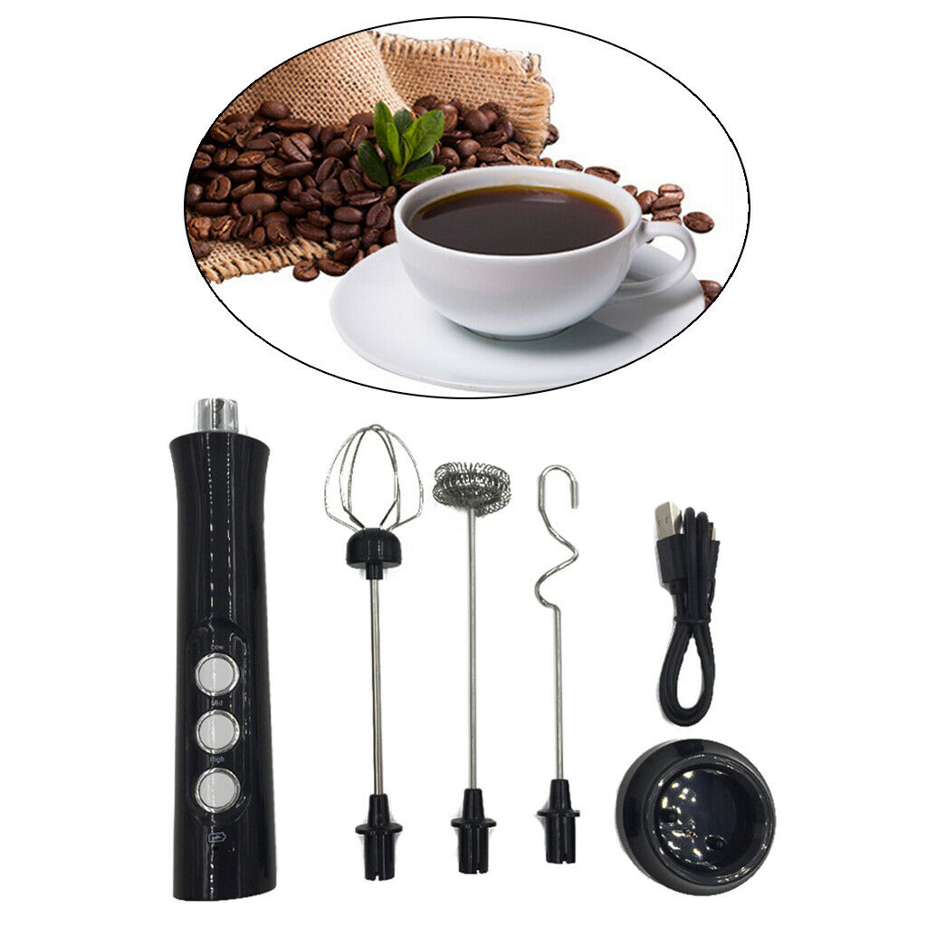 3-in-1 Handheld Electric Milk Frother USB Milk Foam Maker Foamer Drink Mixer