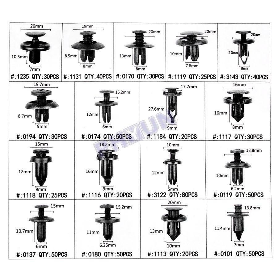 640x Car Panel Fender Fastener Rivets Clips Kits w/ Installation Removal Tools