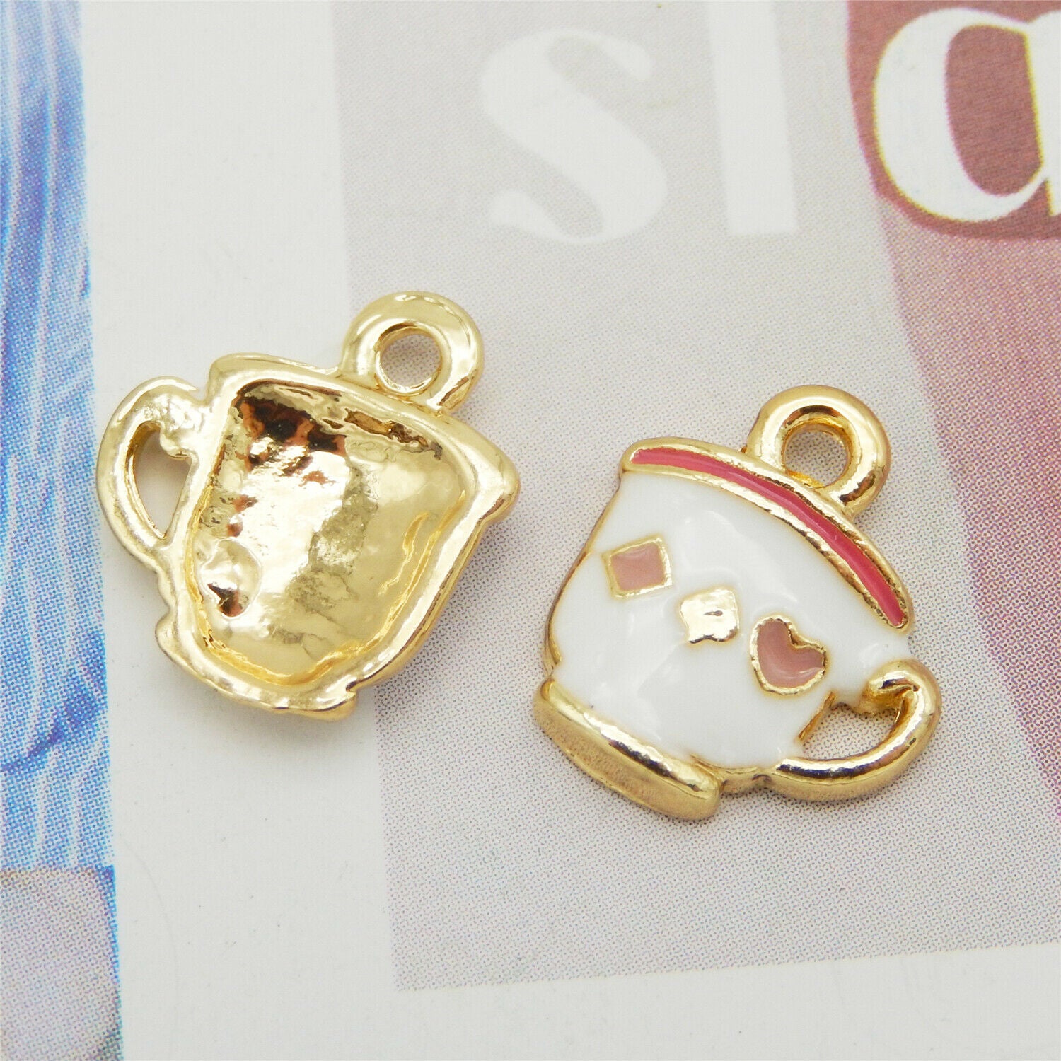 16pcs/Pack Enamel Plated Colorful Coffee Cup Tea Cup Pendant Charms DIY Findings