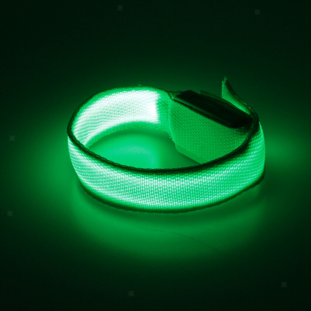 High Visibility LED Flashing Outdoor Sports Elastic Wristband  Green