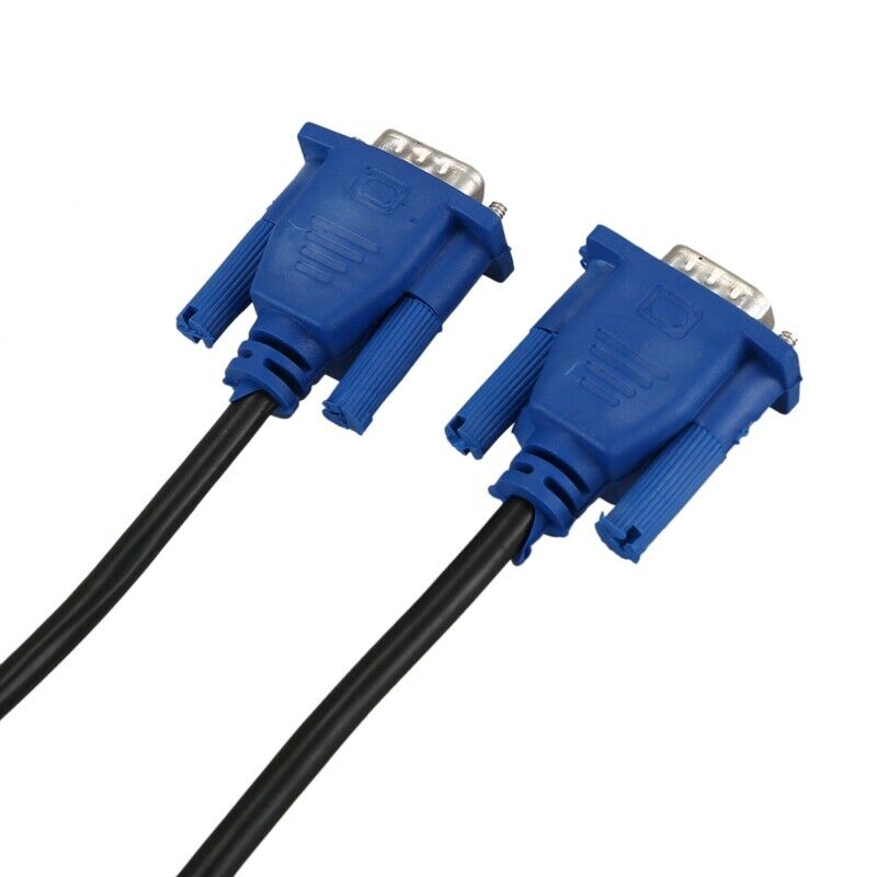 Black Blue VGA 15 pins Male to Male Plug Cable Computer Monitor Wire Cable 1.5W7