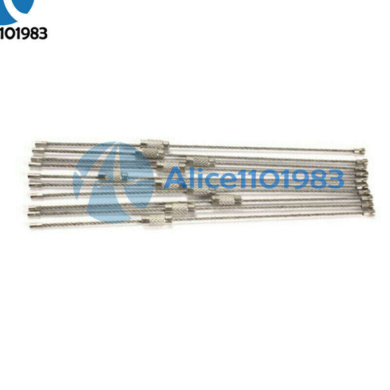 10PCS Stainless Steel EDC Aircraft Cable Wire Key Chain Ring Twist Screw Locking