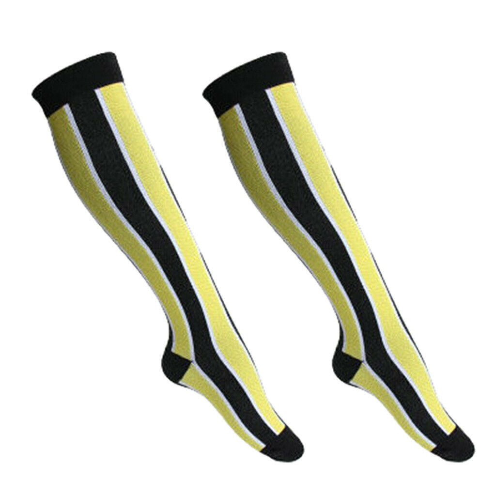 Women Running Jogging Long Sleeves Compression Socks Black Yellow M S