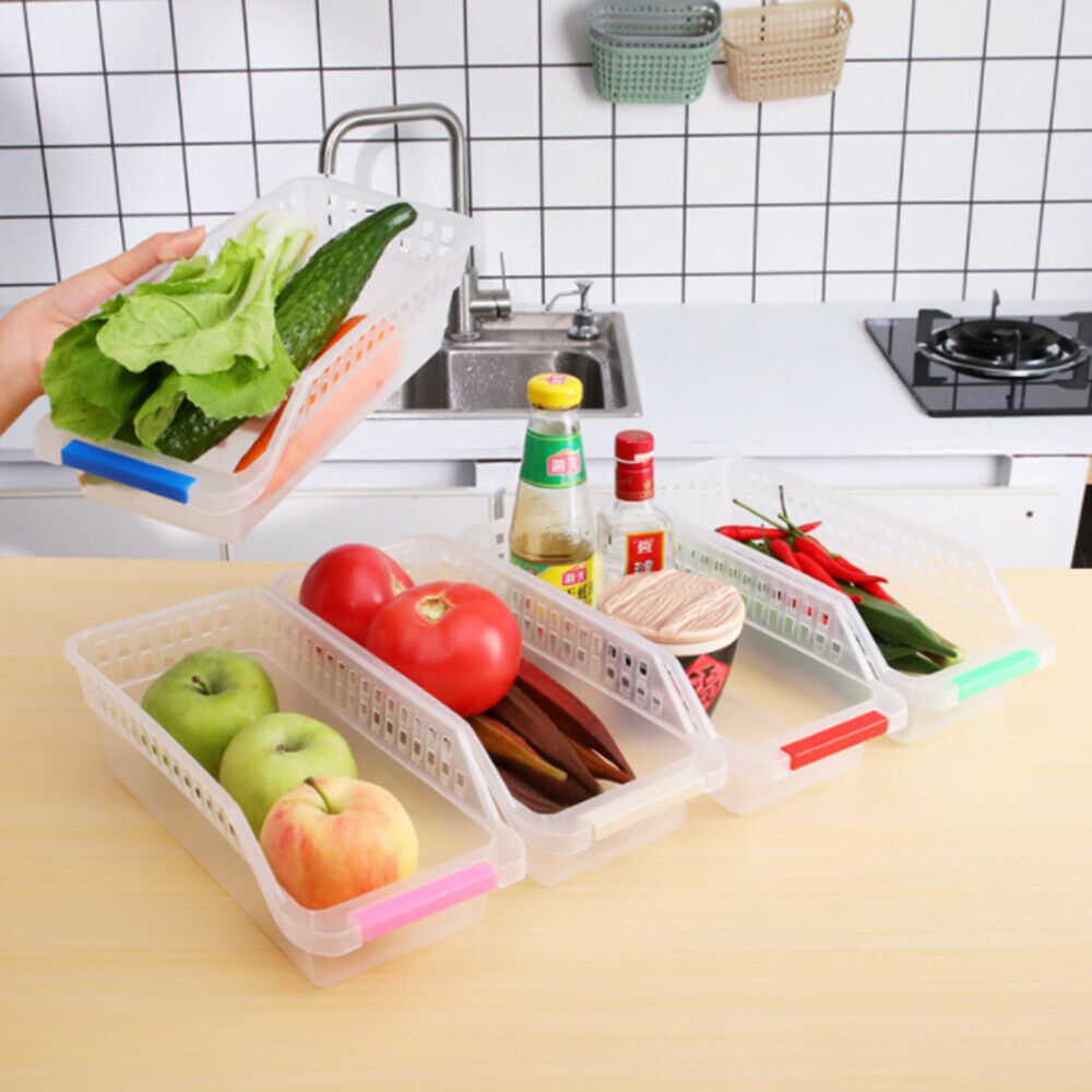 Home Kitchen Fridge Space Saver Organizer Slide Shelf Rack Holder Storage