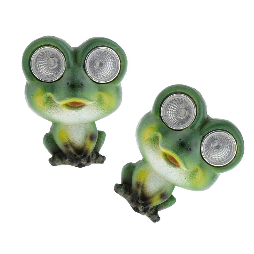 2pcs Solar Powered Garden Lights Frog Statue Lantern LED Path Lamp