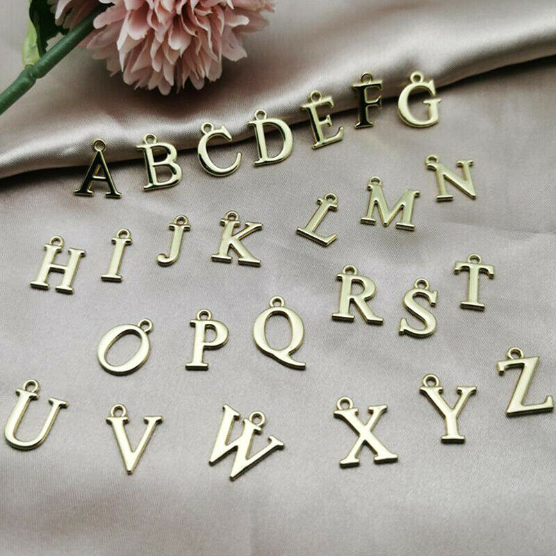 26Pcs A-Z English Letters Alphabet Pendant Initial Charm Necklace Jewelry.l8