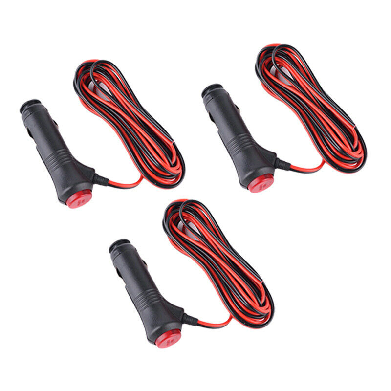 3pcs 1.5m 12V 24V Car Cigarette Lighter Power Supply Cord Connector +Switch