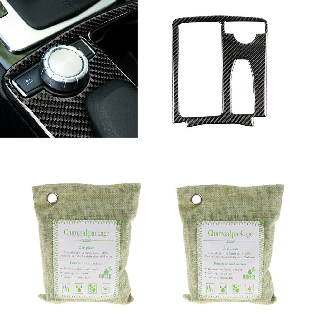 Carbon Fiber Gear Shifter Panel Cover for Mercedes W204 with charcoal bags