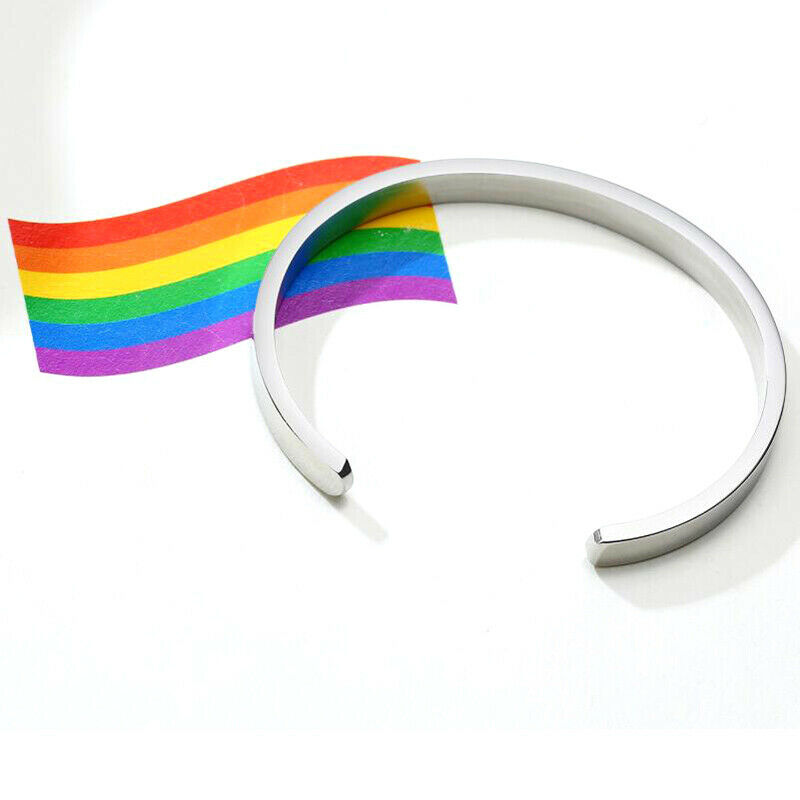 Stylish C Shape Open Bangle Stainless Steel Rainbow Bangle Bracelets Jewe.l8