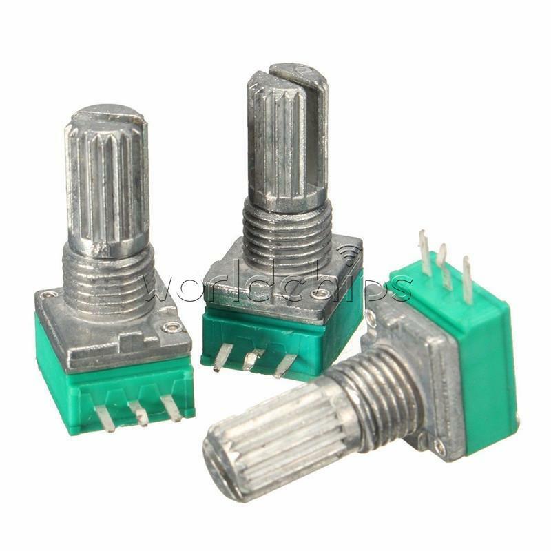 3Pcs Type B 10K ohm 6mm Knurled Shaft Single Linear Rotary Taper Potentiometer