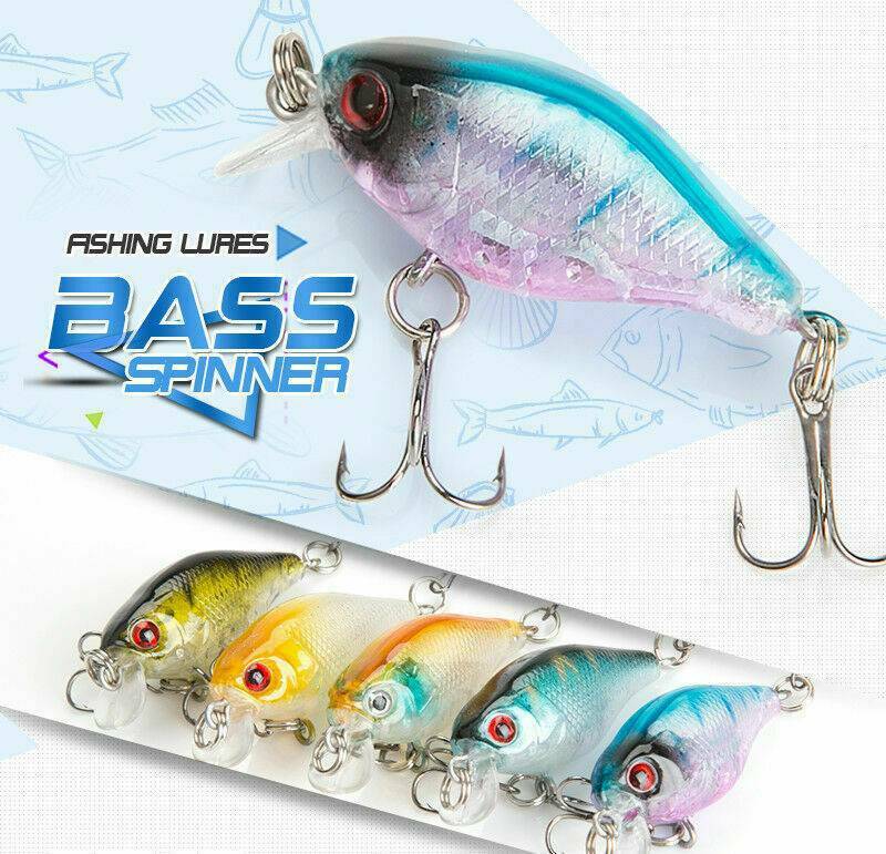 5x/set Fishing Lures Crankbaits Treble Hooks Randomly Baits Tackle Bass Minnow