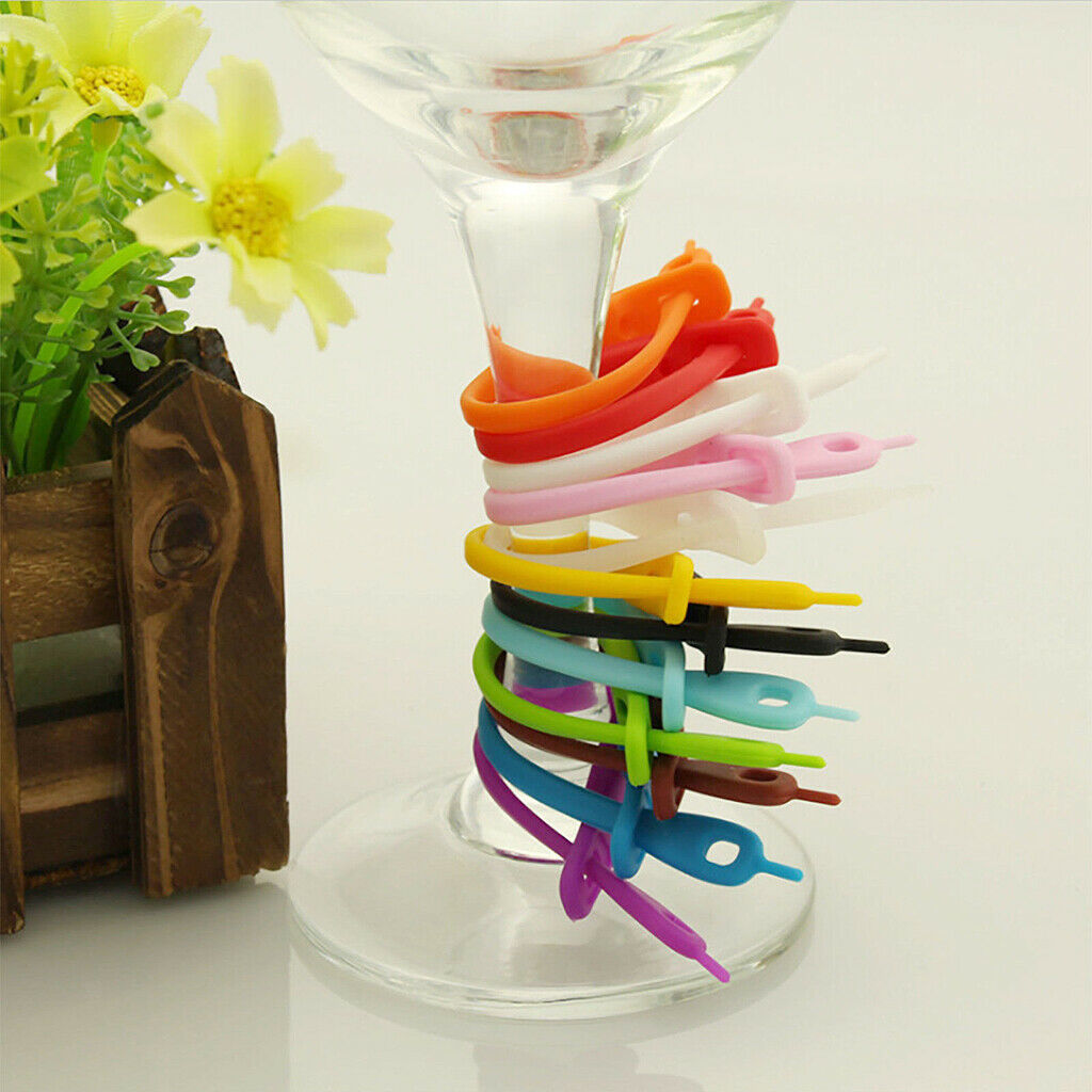120pcs Silicone Glass Markers Glass Markers Pendants Strips for Weinglas Glass