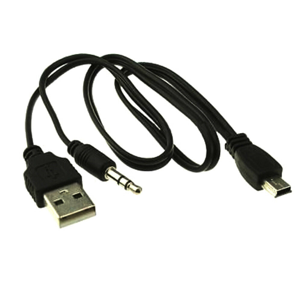 USB2.0 Charging Cord to Mini USB Male 3.5mm Jack Plug Audio Bluetooth Cable OZDD