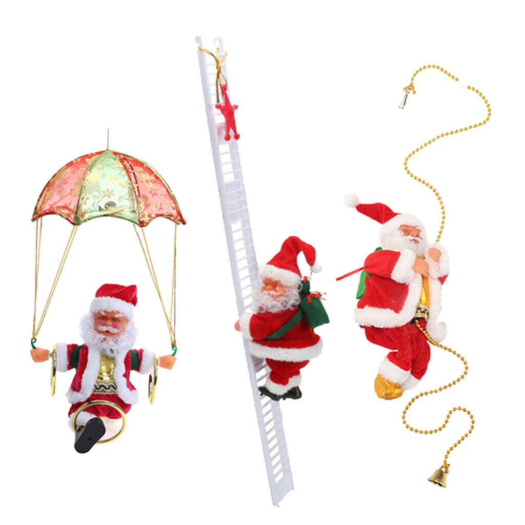 Santa Claus Climbing Ladder Christmas Tree Indoor Outdoor Ornament Decor