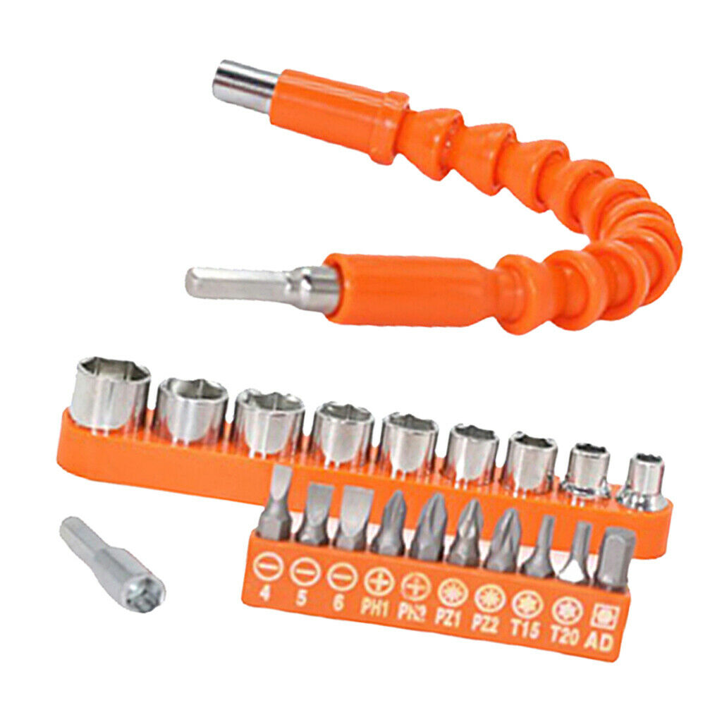 21x Universal Flexible Shaft Electric Screwdriver Head Set Batch 259mm