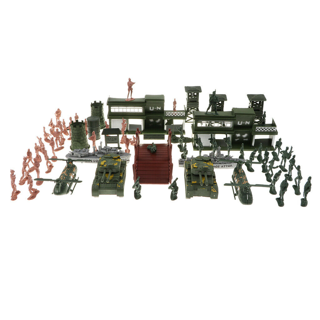 130 Pieces Army Action Figures and Accessories (5cm Army Soldiers in 2 Colors)