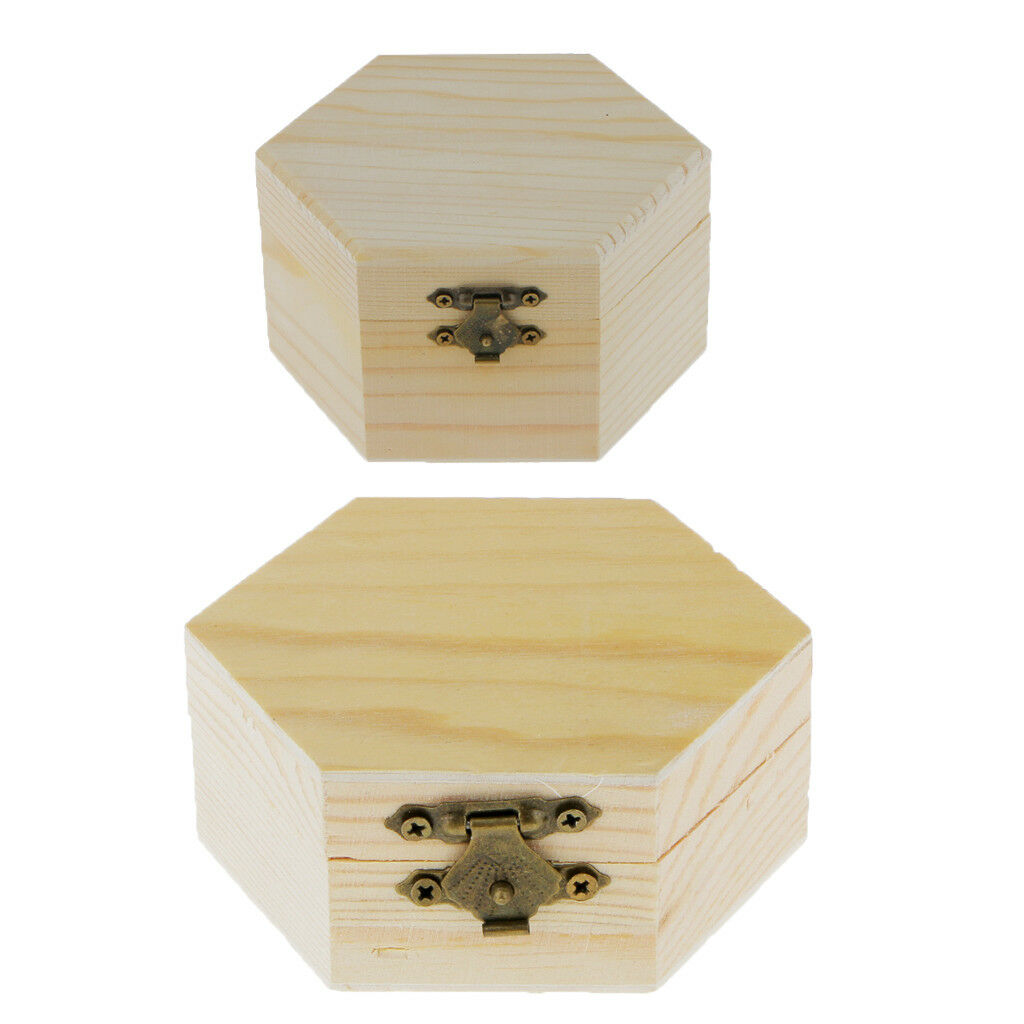 2pcs Unfinished Wooden Box Chest Jewellery Storage Decoupage Art Craft Case