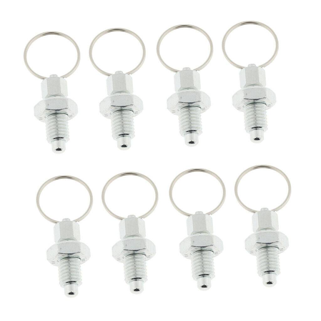 8Pcs Stainless Steel Non Lock-Out Indexing Plunger with Pull Ring M10