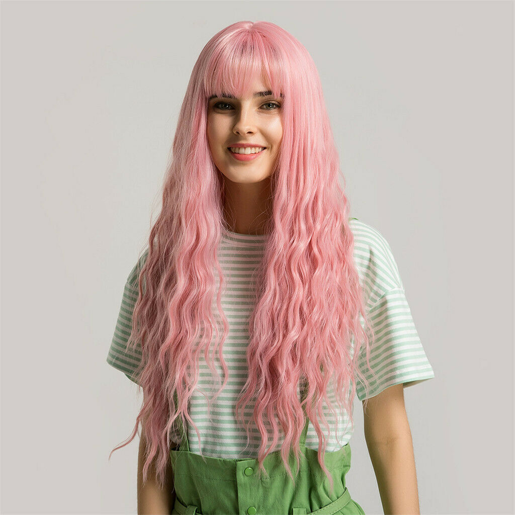 24'' Elegant Women's Curly   Center Parting Wigs Wig with Flat Bangs