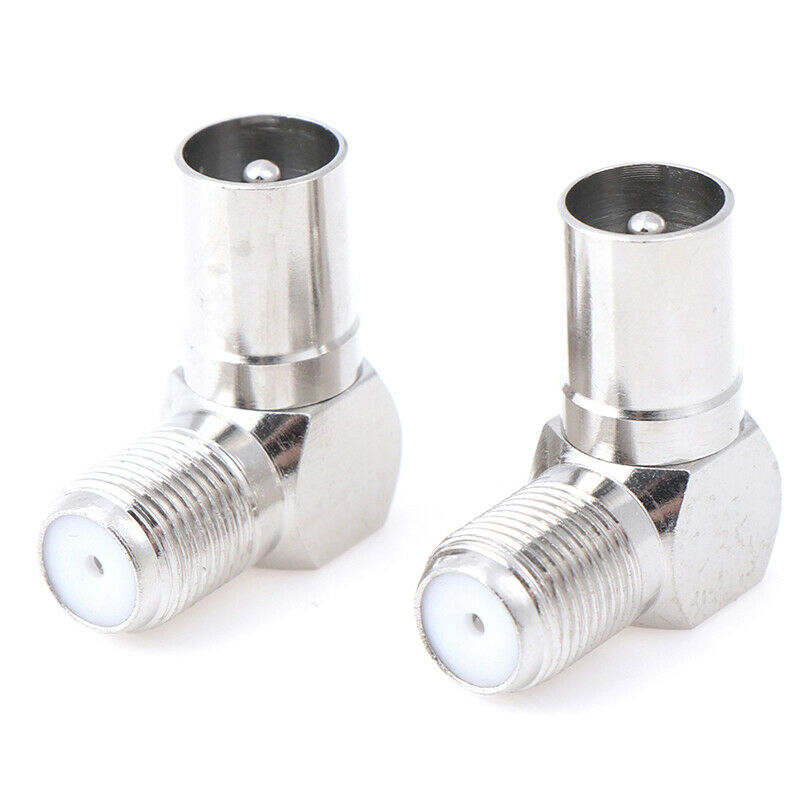 2pcs Right Angle F Female to 9.5 TV Male Aerial Antenna Plug Connector Ad.l8