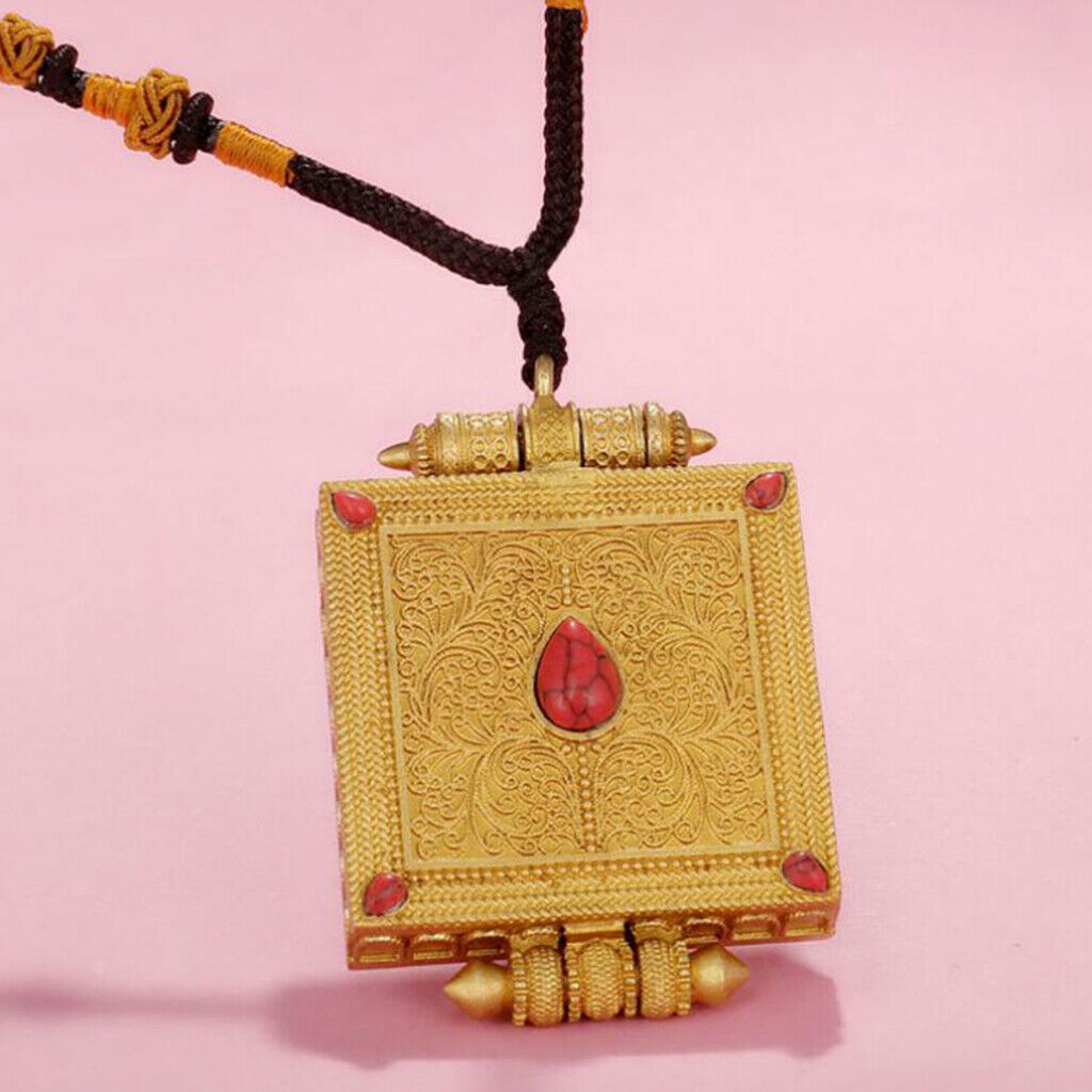 Tibetan Nepal Prayer Square Handmade Pendant Pure Copper Gawu Box Collection